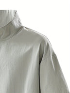 Summer New Versatile Stand-Up Collar Men'S T-Shirt Loose Thin Short Sleeve Half-Zipper Breathable Top - Light Grey