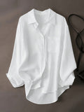 Women'S Classic Solid Color Casual Shirt - White