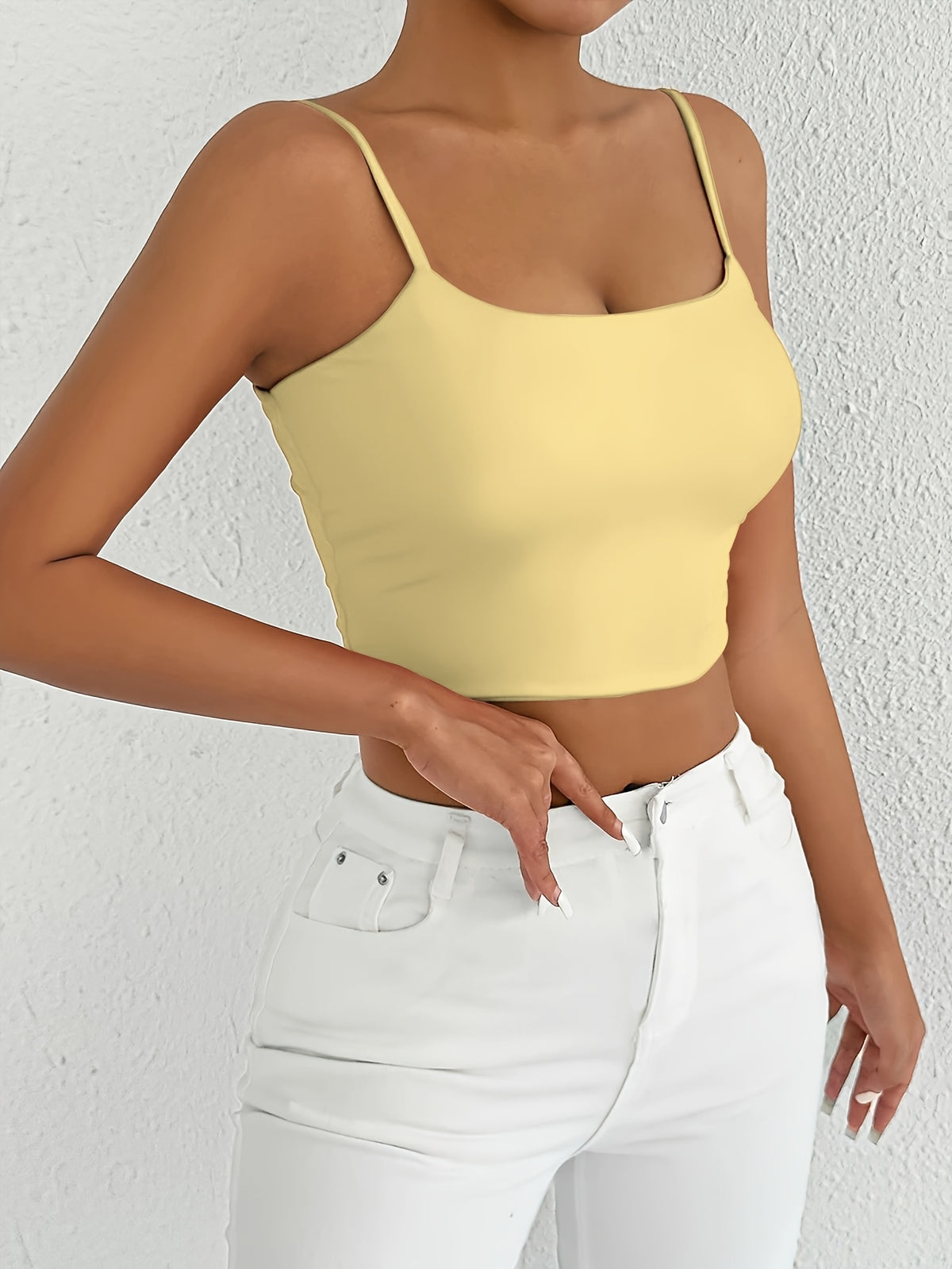 European and American Summer Sexy Versatile Camisole Top, Cross-Border New Crop Top, Can Be Worn Outdoors, Ultra-Short Top - Lemon Yellow