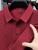 Summer Short Sleeve Men'S Print T-Shirt, Basic Style Versatile Commuter Top, Casual Men'S Athletic Wear, Golf Tennis Training Outfit, Men'S Office Commute Attire, Middle-Aged Men'S Outdoor Clothing - Red