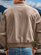 Whale Crossing OBM Early Autumn New Outdoor Men's Stand Collar Zipper Jacket - Khaki