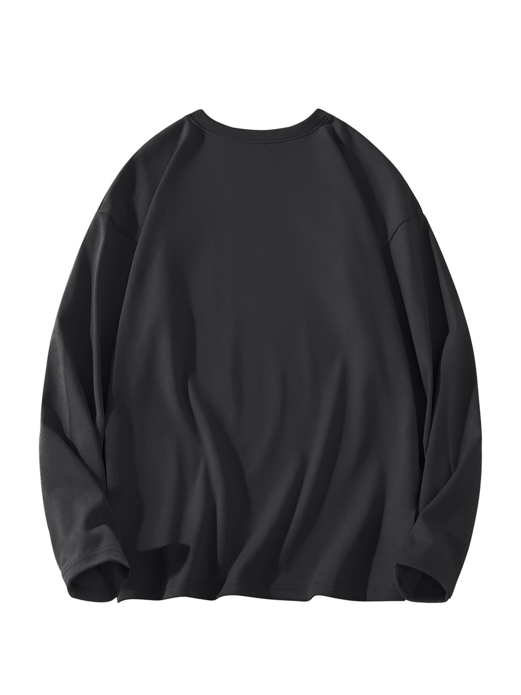 JEEP Men's Pure Long-Sleeve T-Shirt, 210g, Crew Neck, Solid Color, Wear-Resistant, Breathable, for Spring/Autumn Casual and Sports as a Base Layer Top - Dark Gray