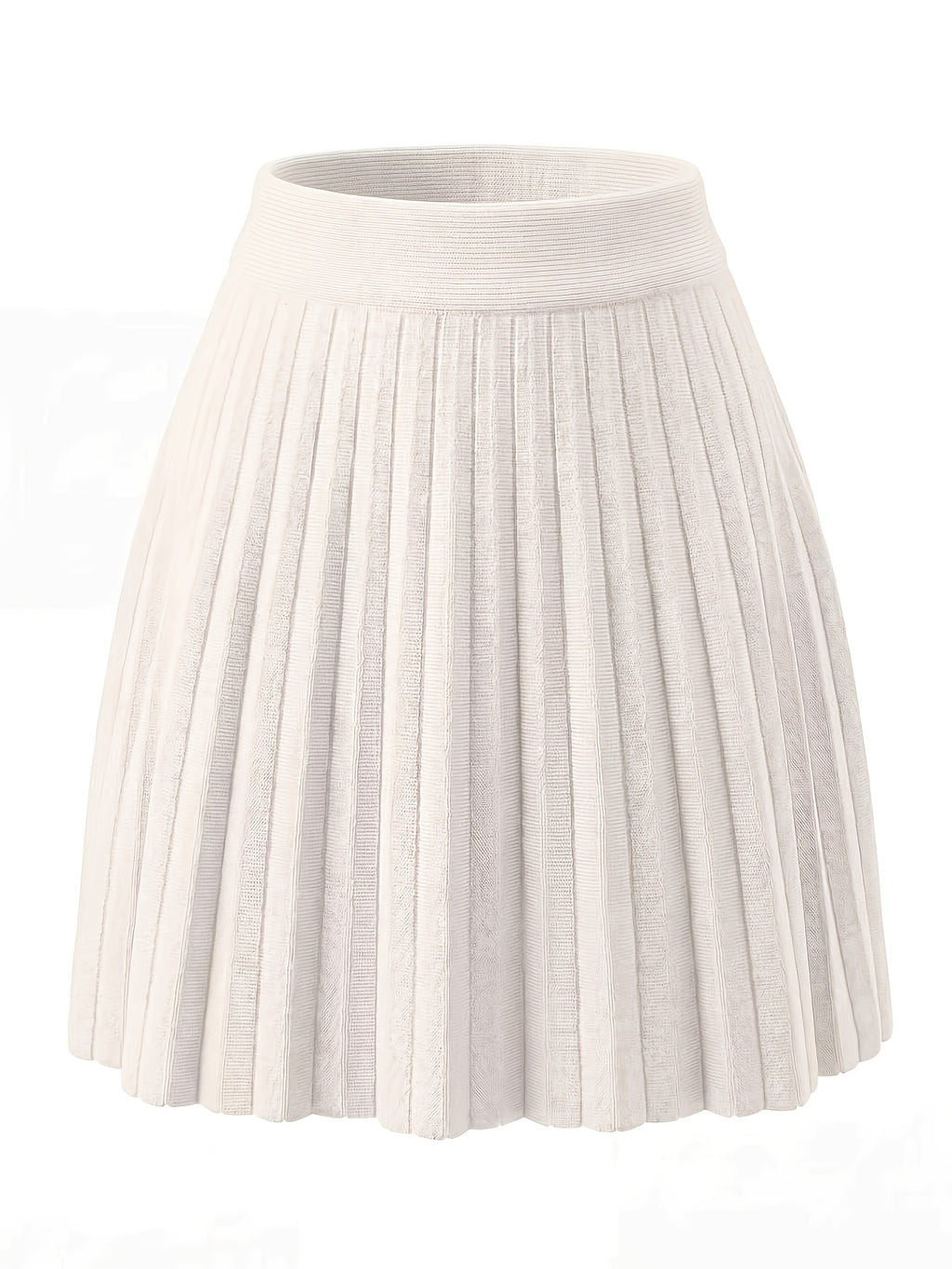 Women'S All-Match Solid Pleated Short Skirt, Multi-Size Available, Casual Cute Playful Elastic Waist Short Skirt, Pleated Umbrella Skirt, Spring And Autumn Season Favorite Outfit Gift for Every - White