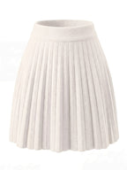Women'S All-Match Solid Pleated Short Skirt, Multi-Size Available, Casual Cute Playful Elastic Waist Short Skirt, Pleated Umbrella Skirt, Spring And Autumn Season Favorite Outfit Gift for Every - White