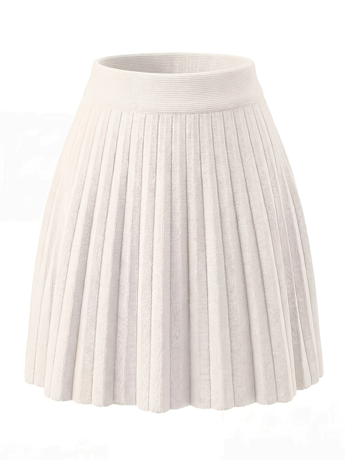 Women'S All-Match Solid Pleated Short Skirt, Multi-Size Available, Casual Cute Playful Elastic Waist Short Skirt, Pleated Umbrella Skirt, Spring And Autumn Season Favorite Outfit Gift for Every - White