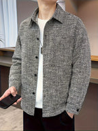 Spring And Autumn Outerwear Men'S Shirt Jacket New Casual Lapel Trendy Shirt Collar Coat Handsome Trendy - Black