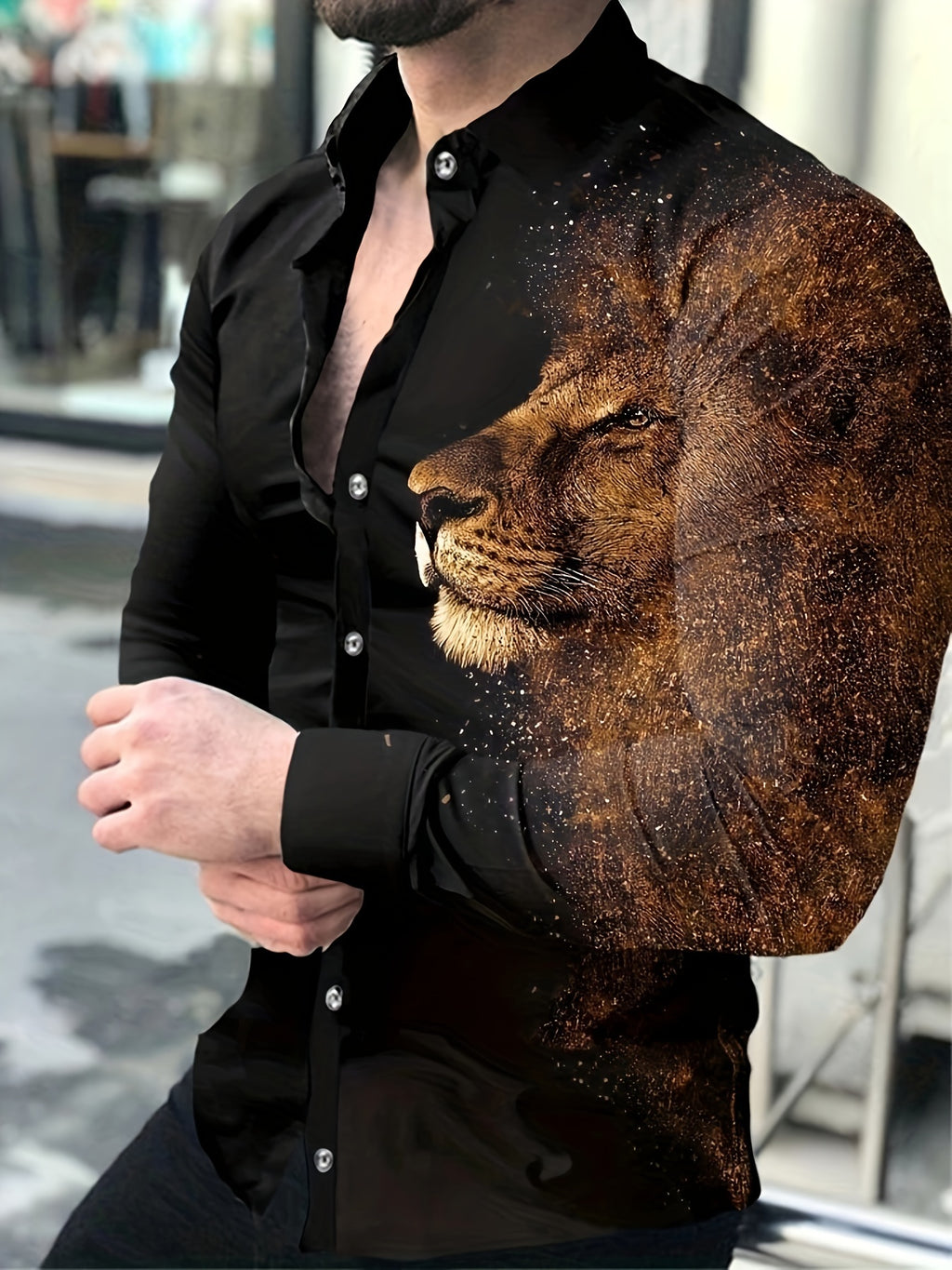 [Printed Design- Not Textured]Men's Leo Starlight Long Sleeve Shirt - Image Color
