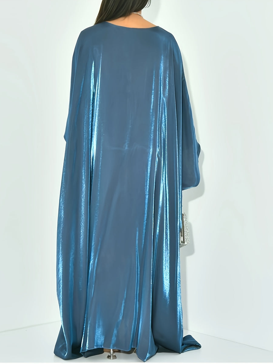 Middle Eastern Elegant Shimmer One Size Robe 8336-8 - Peacock Blue