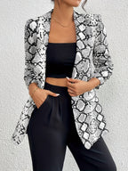 Women's Casual Snakeskin Pattern Lapel Blazer - Mixed colors