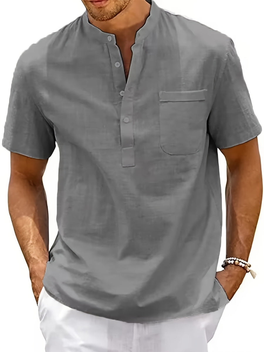 Men's Casual Shirt, Summer Short Sleeve, Lightweight and Breathable, Simple and Stylish, Versatile Casual Shirt - Grey