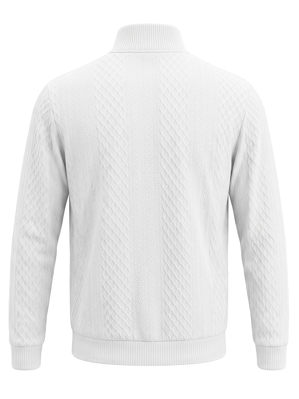 BOWZ Men's Fashion Henley Shirt, Solid Color Half-Zip Knit Top, Autumn/Winter Casual Long-Sleeve T-Shirt, Stylish and Versatile, Warm and Breathable, Suitable for Outdoor Sports and Daily Wear, Random Fabric Texture - White