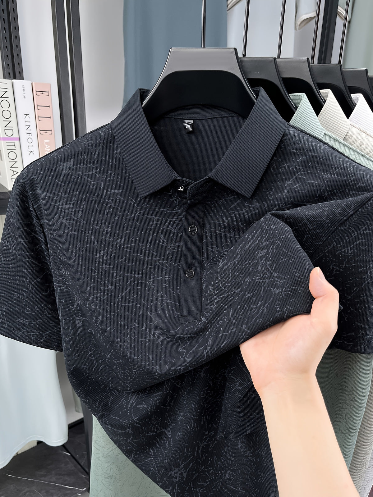 Men'S Summer Polo Shirt, Short Sleeve Button-Up Golf T-Shirt, Soft Comfortable Breathable Slim Fit Business Casual Daily Top, Men'S Short Sleeve Sweatshirt, Commute Versatile Men'S Gift - Black