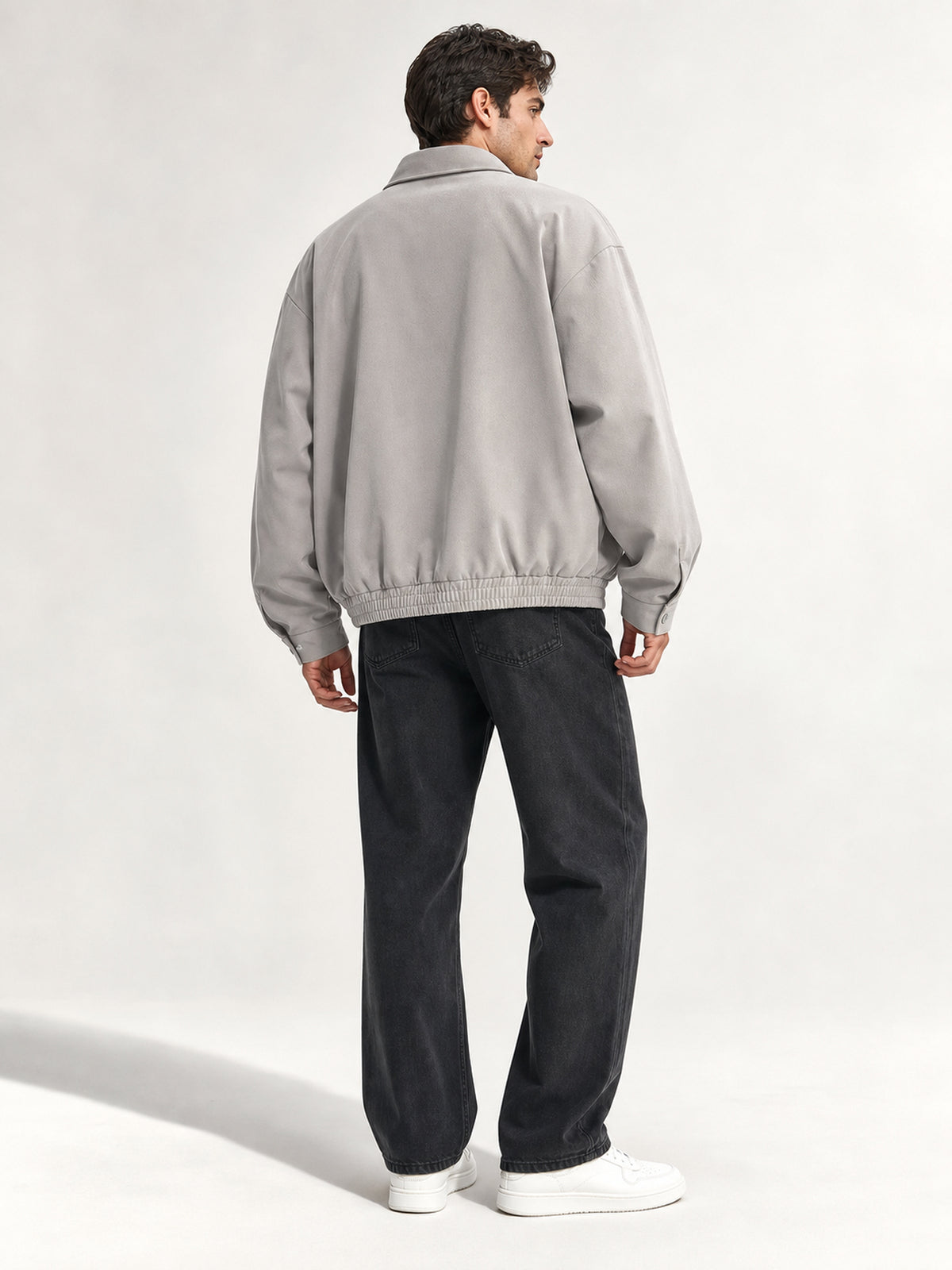 1pc Men's Collar Jacket - Loose and Casual American Style Men's Jacket - Pure Color Men's Genderless Style Jacket - Popular Design with Zipper - Spring and Autumn Season. Comfortable, Breathable and Soft. Suitable for Daily Wear and Parties. - Grey