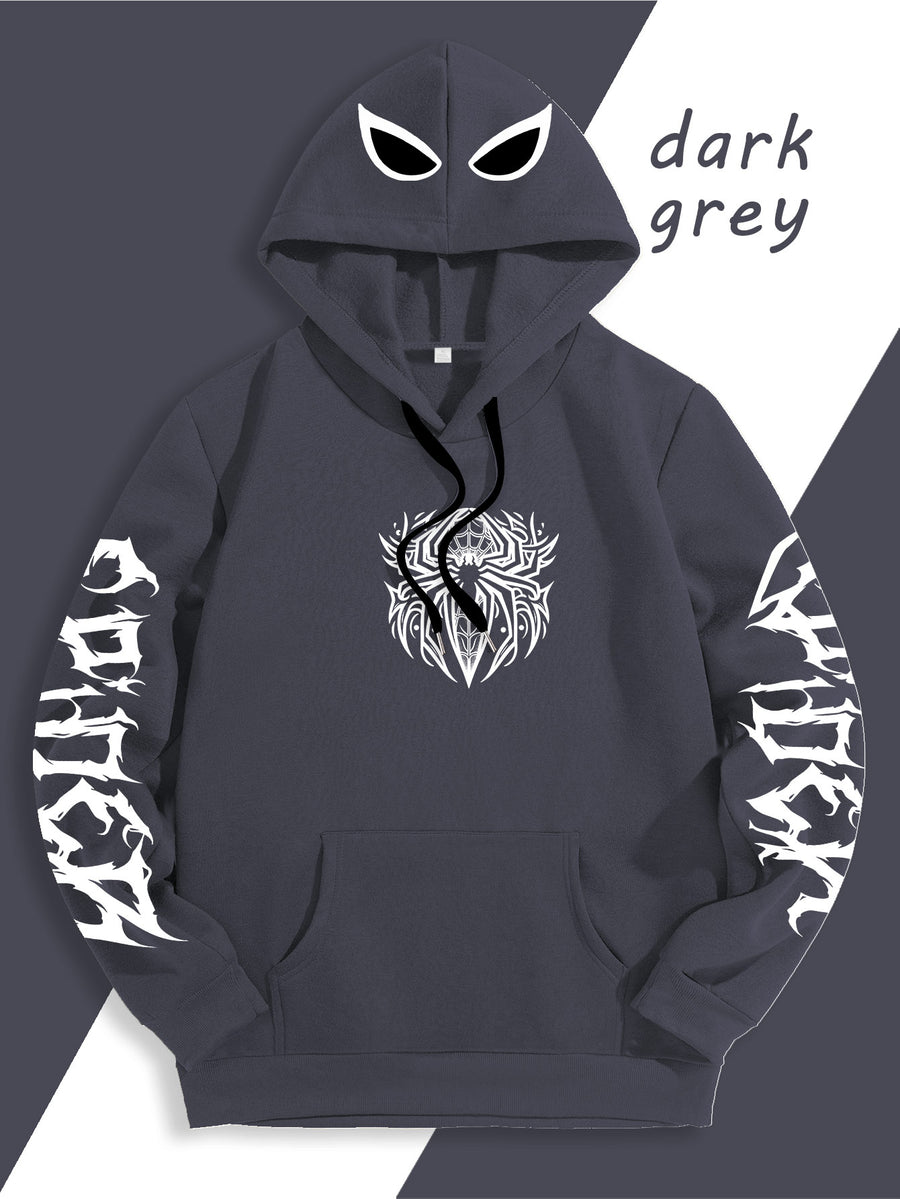 Warner Authorized Unisex Autumn Winter Hooded Sweatshirt, Suitable for Dark Gothic Enthusiasts, Street Fashion Players, Campus Daily Outings, Casual Shopping, Couple And Best Friend Trendy Wear - Dark Gray