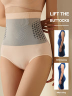 Women'S High-Waist Tummy Control Shaping Shorts, -Enhancing Geometric Pattern Compression Shorts, High Support Posture Correction And Weight Loss Effect, Breathable Premium Fabric Suitable for And Daily Wear, Underwear, Semi-Transparent Material - Apricot