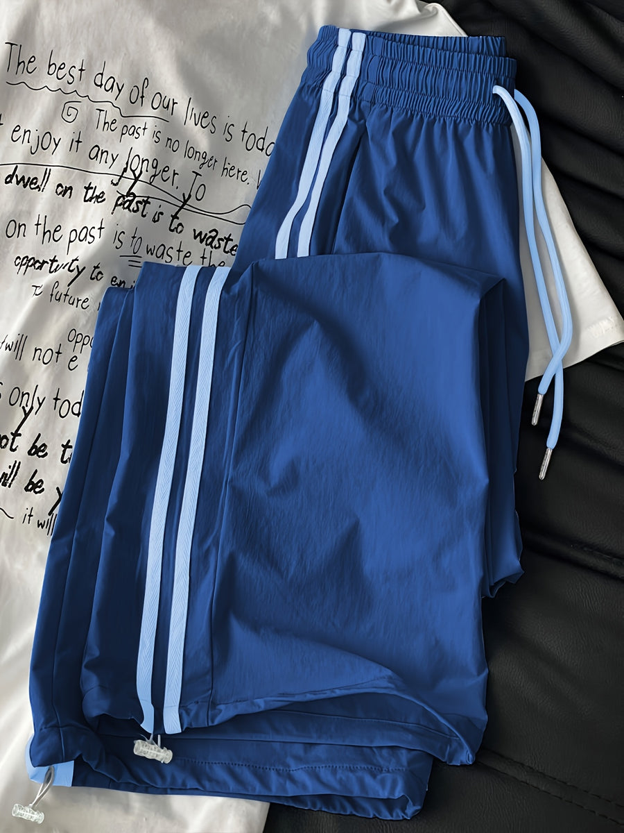 New High-Waisted Loose Ankle-Fit Quick-Dry Long Pants - Blue