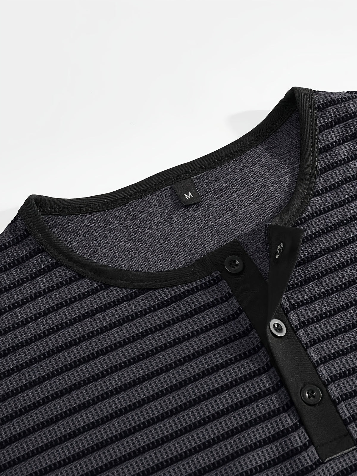 Men's Summer Short-Sleeve Color-Block Striped T-Shirt - Dark Gray