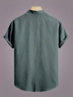 Men'S Short Sleeve Round Neck Sweatshirt, Summer Men'S Short Sleeve Round Neck Sweatshirt, Men'S Casual Solid Color Short Sleeve Shirt - Military Blue