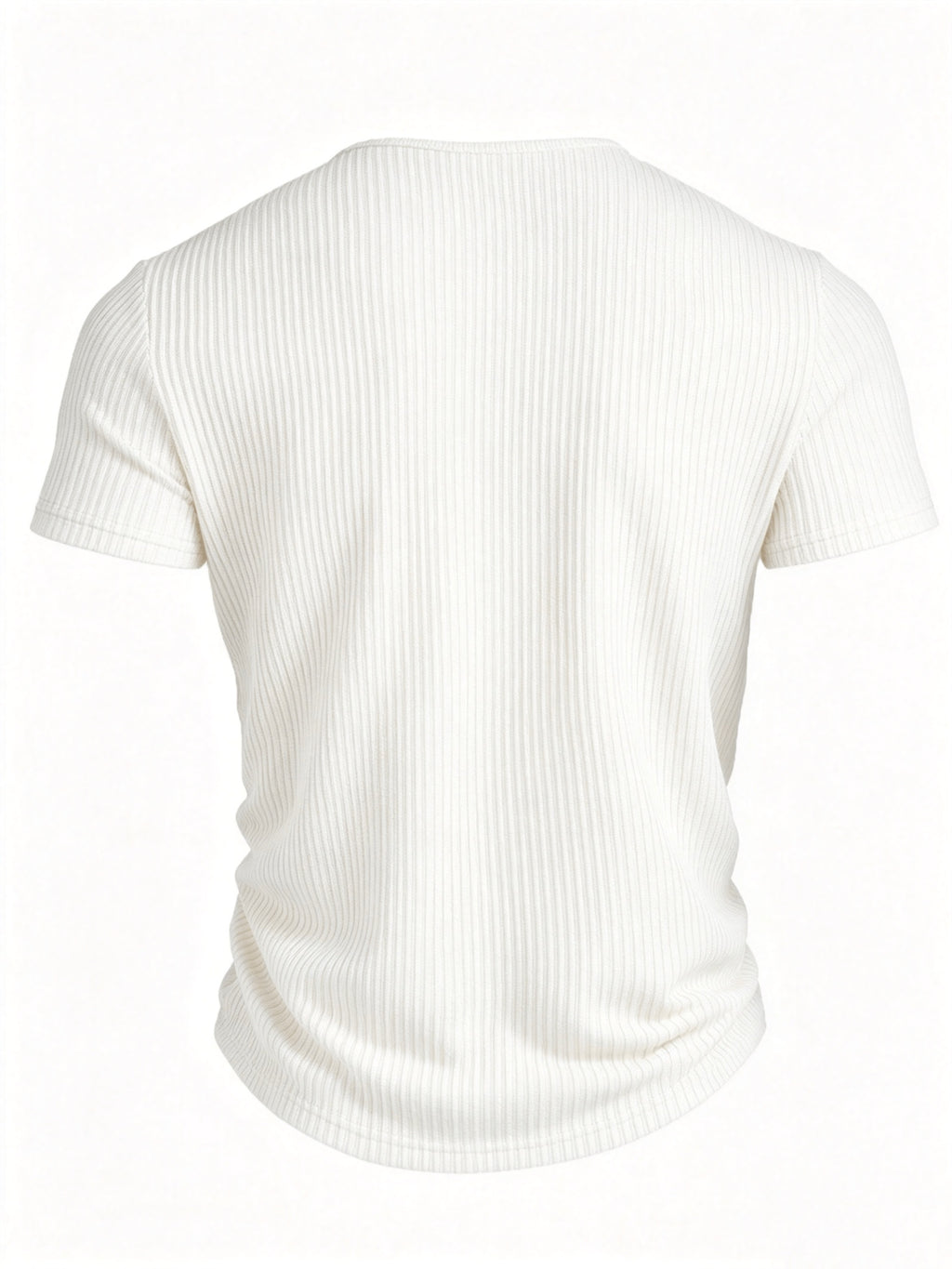 Josh Mei Product Selection Business Casual Men's Henley Short Sleeve Vertical Striped Textured Lightweight Breathable Top Outdoor Street Trendy Daily Commute Underwear Shirt - White