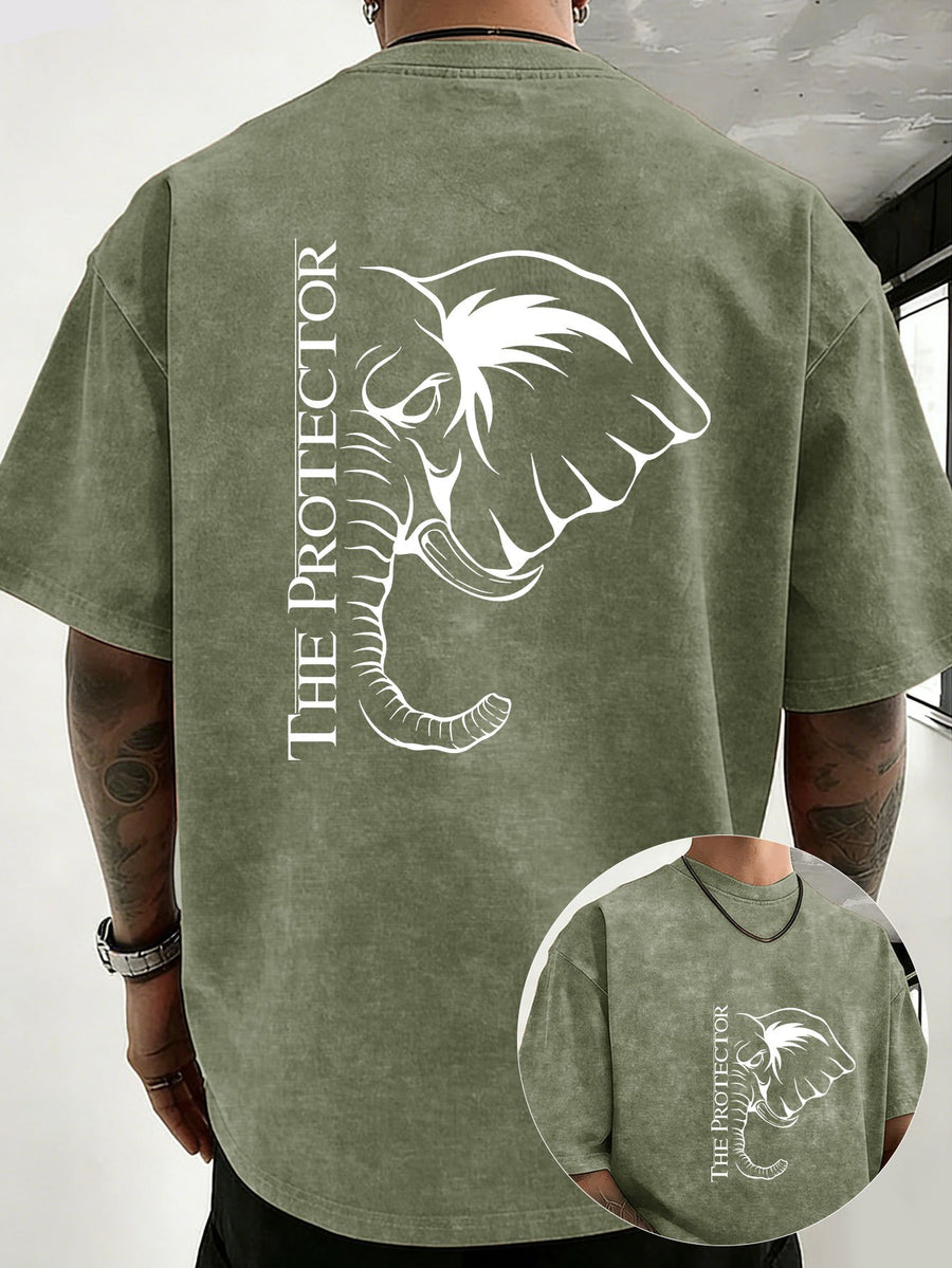 2026 Back-To-School Trendy T-Shirt Unisex, Washed Distressed Loose Fit, Double-Sided Print, Breathable And Sweat-Absorbent, Campus Outdoor Sports Loose Short Sleeve, Sweat-Resistant - Tactical Green
