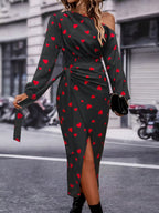 Women'S Valentine'S Day Dress, Elegant Solid Color Waist Cinched Dress, Wedding Dress, Valentine'S Day Dress - Black