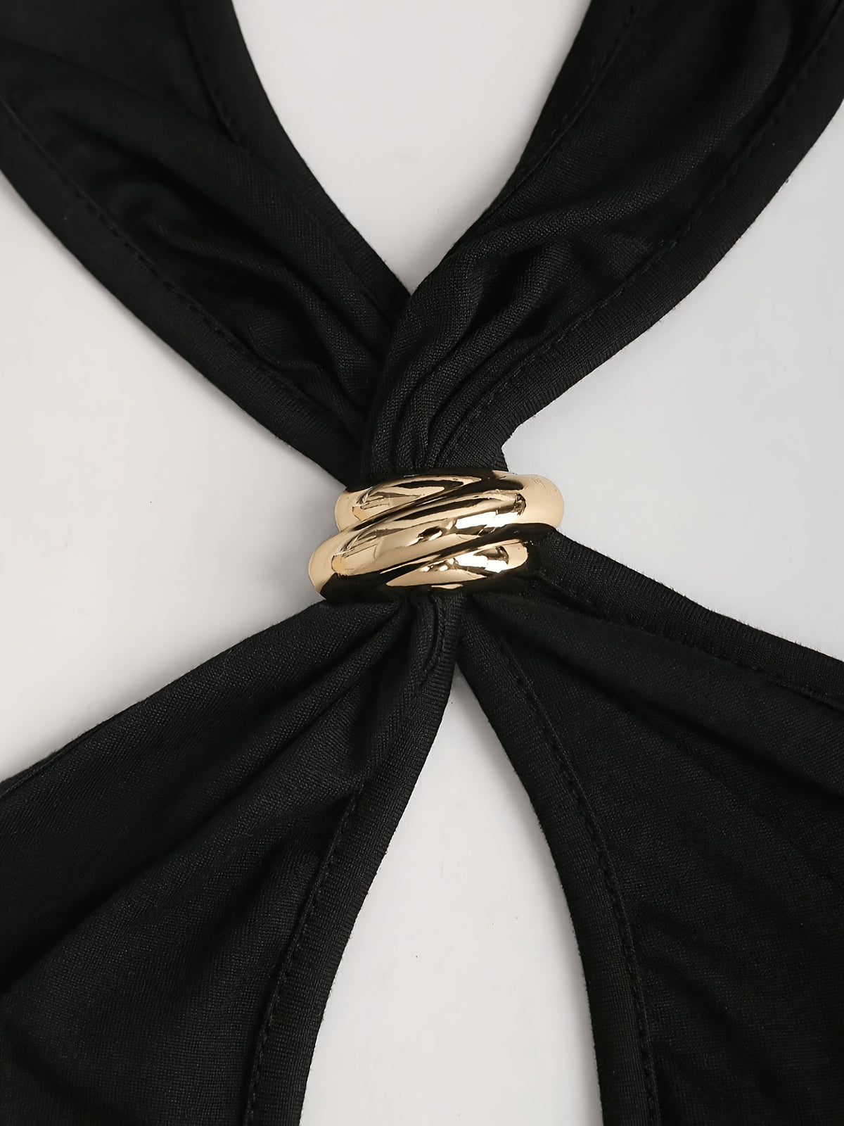 Sexy Backless Suspender Metal Decoration Slim-Fitting Bodysuit - Black