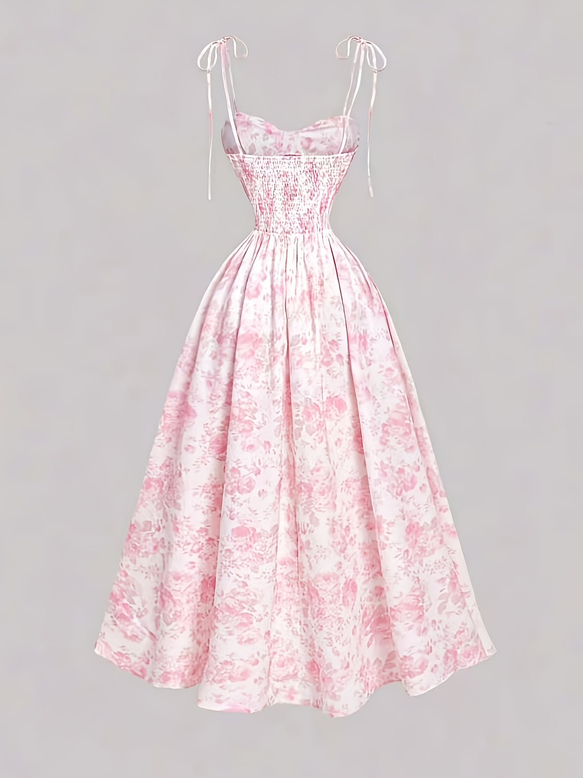 French Floral Suspender Elegant Small Fresh Long Dress - Pink