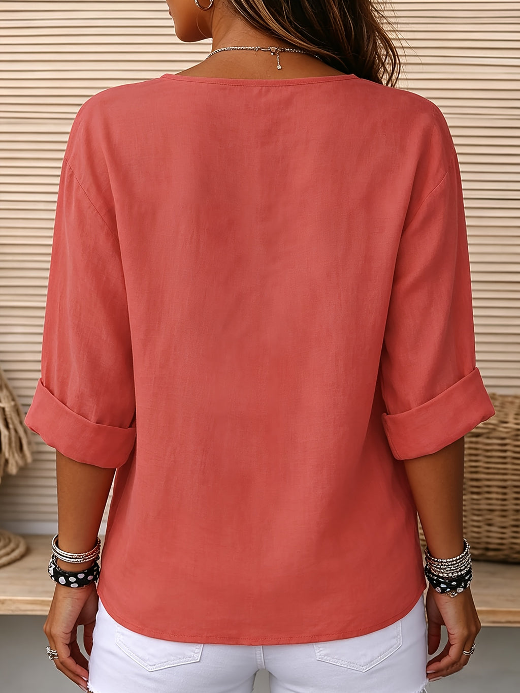 Women'S Solid Color Casual Fashion Daily Shirt ZLLZ - Red