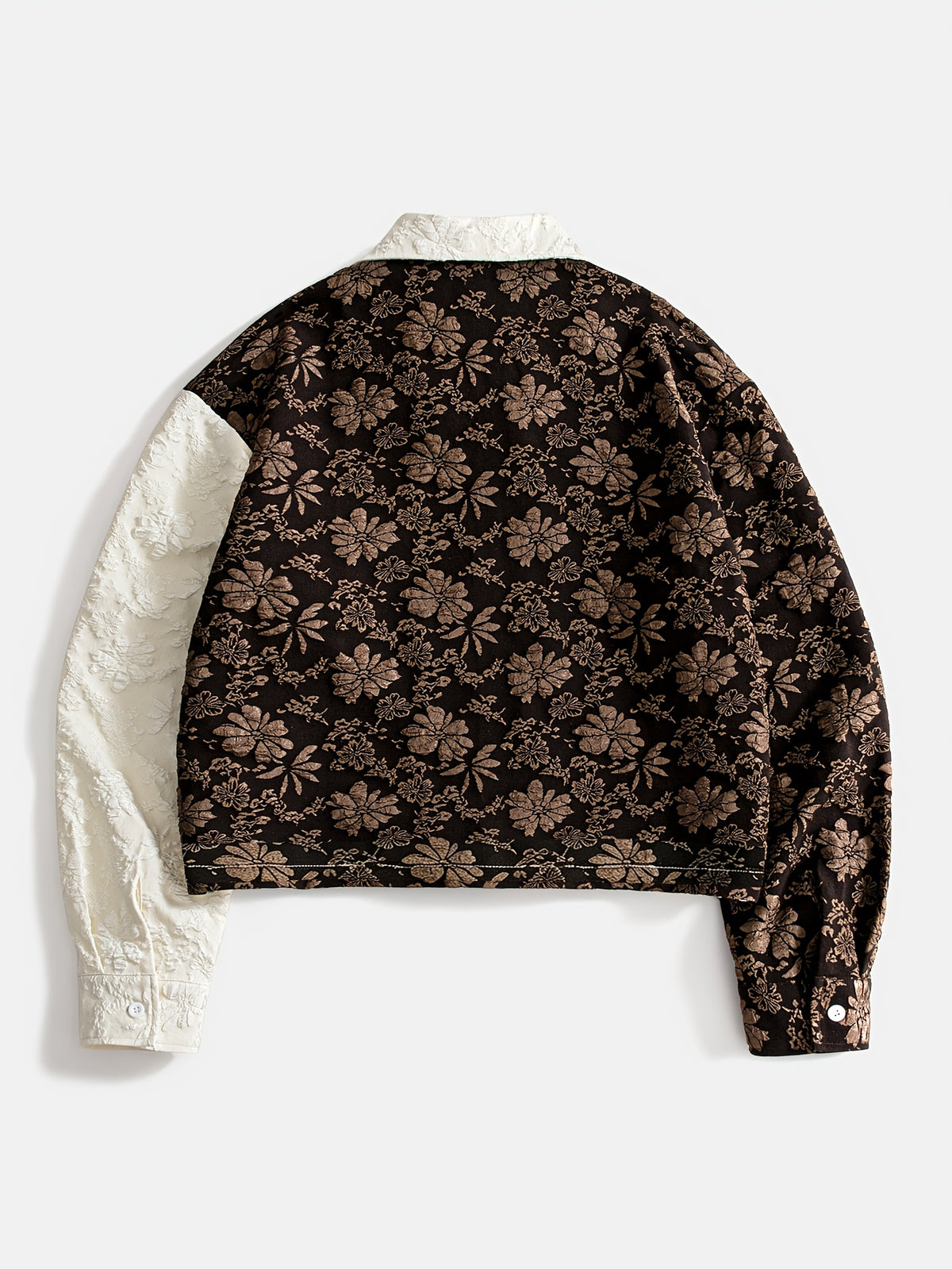 Men'S Shirt Contrast Color Patchwork Jacquard Fabric Trendy Fashion Casual Street New Short Length Spring Autumn Men'S Casual Shirt - Coffee Color