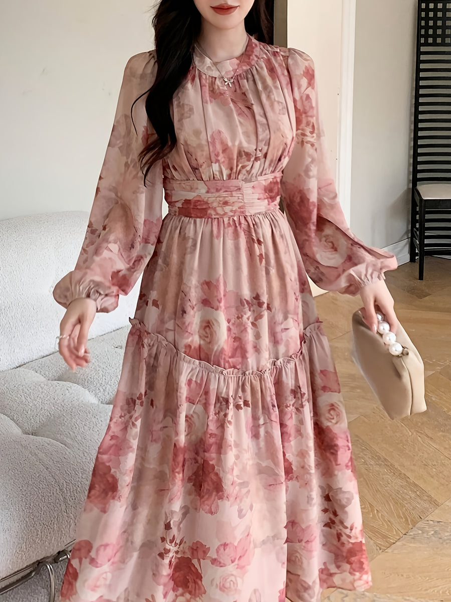 Women's Dress, Fashionable Elegant Solid Color Dress, Temperament Slim Fit Evening Gown - Dusty Rose