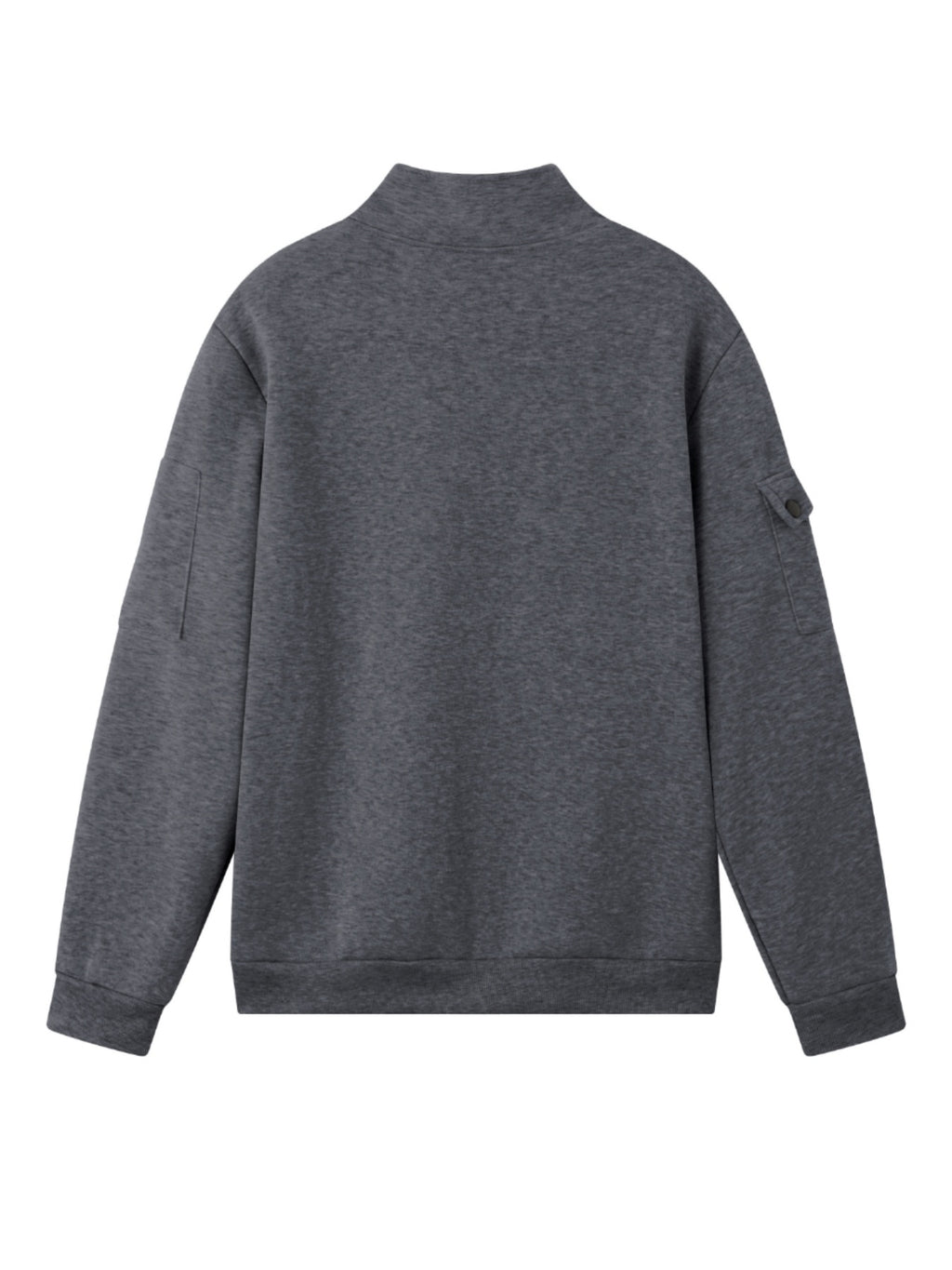 Spring and Autumn Men's Half-Zip Sweatshirt with Print, Loose Fit, Stand-Up Collar, Casual Sport Pullover - Dark Gray