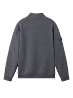 Spring and Autumn Men's Half-Zip Sweatshirt with Print, Loose Fit, Stand-Up Collar, Casual Sport Pullover - Dark Gray