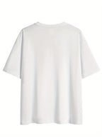 Graphic Print Drop Shoulder T-Shirt, Short Sleeve Crew Neck Casual Top for Spring & Summer, Women'S Clothing - White