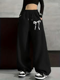 Autumn And Winter Fashion Casual Women'S Fleece Trousers, Monochrome Tunic Trousers, Casual Loose Sweatpants, Women'S Fashion - Black