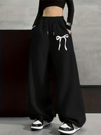 Autumn And Winter Fashion Casual Women'S Fleece Trousers, Monochrome Tunic Trousers, Casual Loose Sweatpants, Women'S Fashion - Black