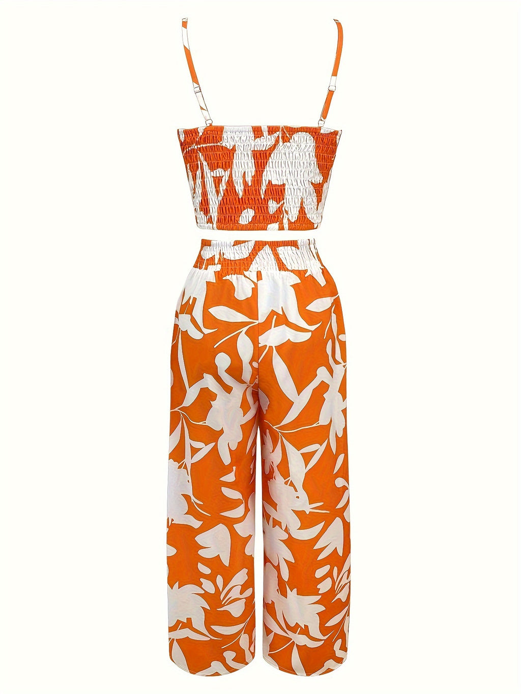New Summer Fashion Versatile Elegant V-Neck Camisole Paired with Tie-Up Long Pants Set for Women - White