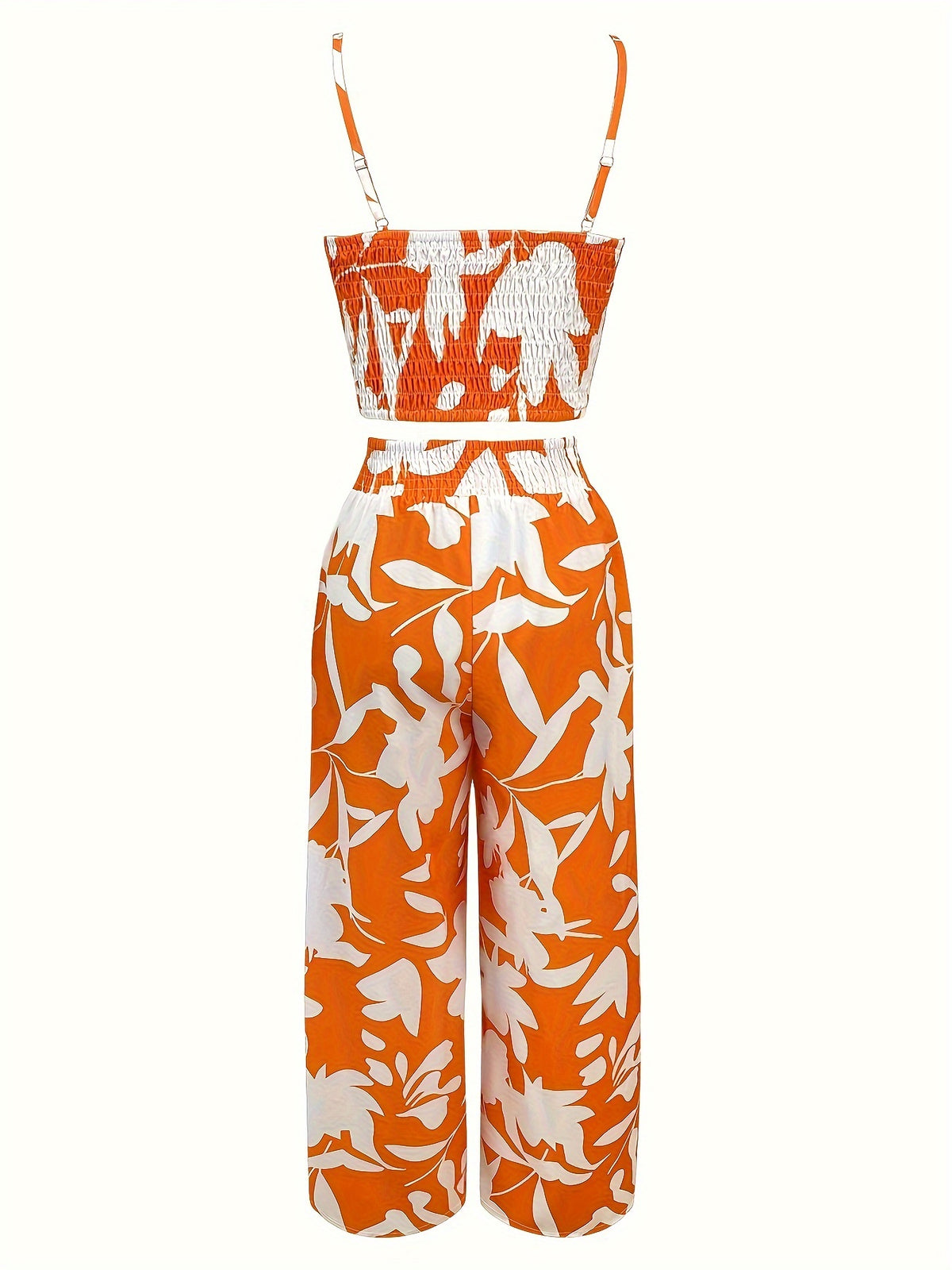 New Summer Fashion Versatile Elegant V-Neck Camisole Paired with Tie-Up Long Pants Set for Women - White