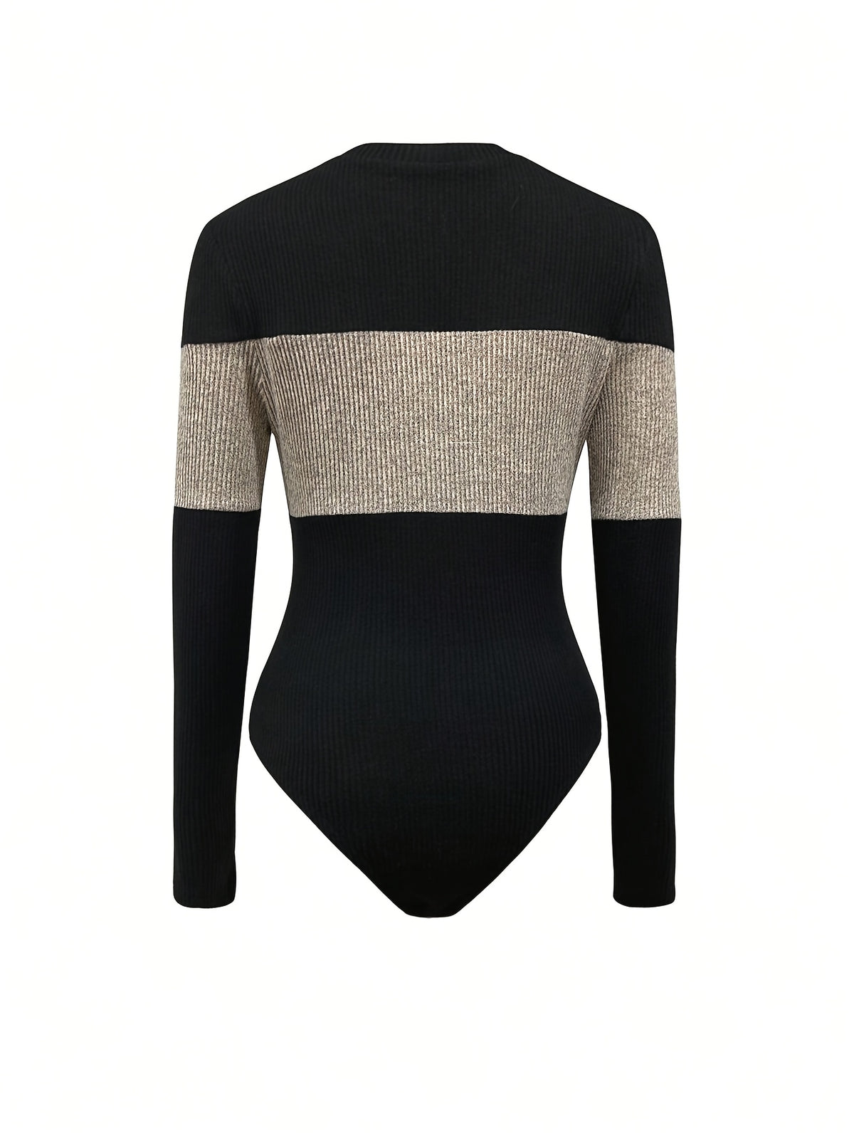 Women'S V-Neck Fashion Contrast Long Sleeve Jumpsuit - Mixed colors