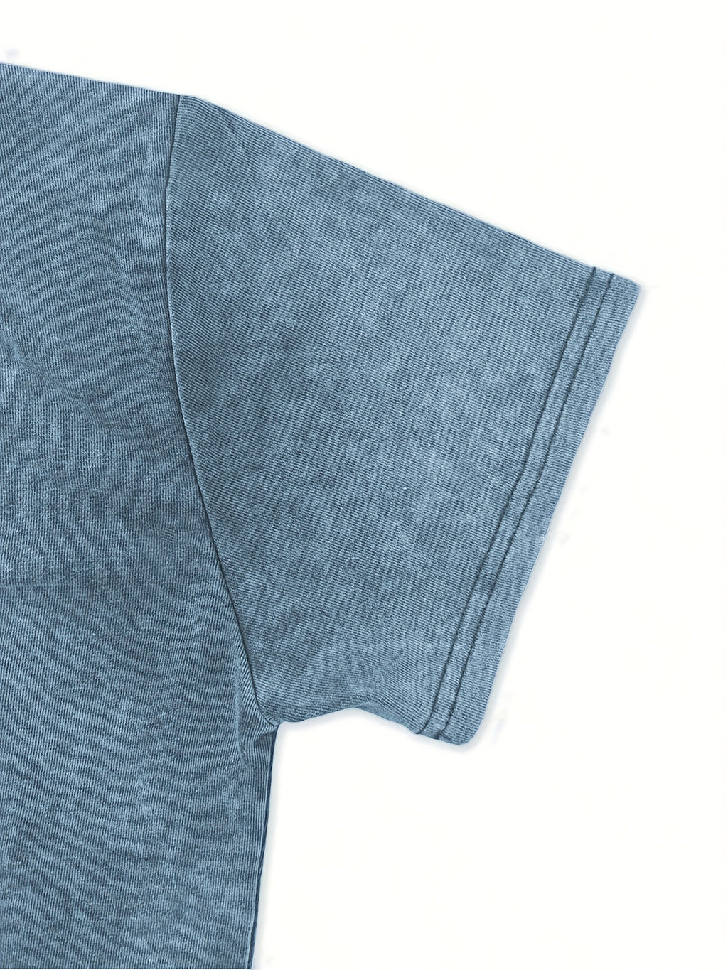 Daisy Print Crew Neck Short Sleeve  Casual Everyday Washed T-Shirt - Blue