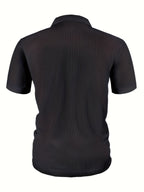 Men's Solid-color Polo Shirt with a Contrasting Button Placket Featuring a Light Business Style Design. The Fabric Is Breathable and Comfortable, Keeping You Cool in Summer. Perfect for Everyday Casual Wear and Outings, Available in Multiple Colors. - Dark Gray