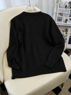 Women's Casual Colorful Button-front Cardigan with Soft Long Sleeves, Round Neck, Light-weight Fashion Candy-colored Dot Pattern, Casual and Elegant Garment | Stretch Fabric Cardigan Suitable for Casual Attire - Black