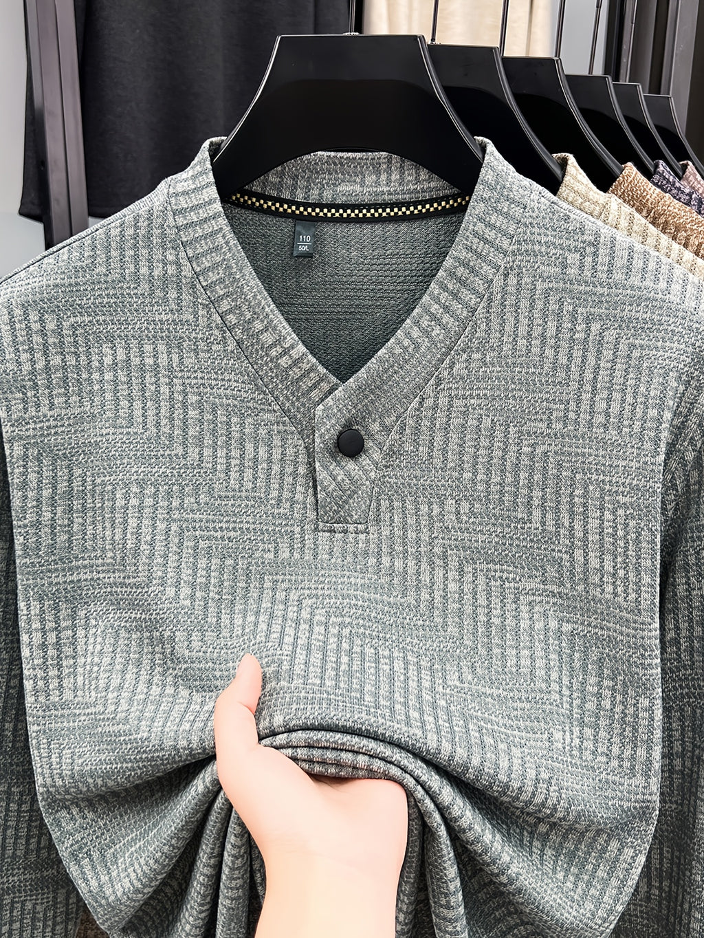 New Men's Long-Sleeve Warm Fashionable Versatile Knit Sweater - Medium Gray