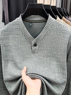 New Men's Long-Sleeve Warm Fashionable Versatile Knit Sweater - Medium Gray
