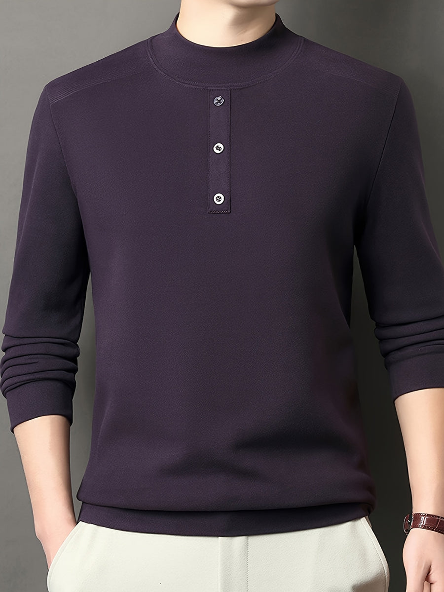 Men'S Warm Long Sleeve Top for Autumn And Winter, Warm Yet Comfortable, More Mature And Stable Look Than Regular Round Neck Shirts - SINBOS - Purple