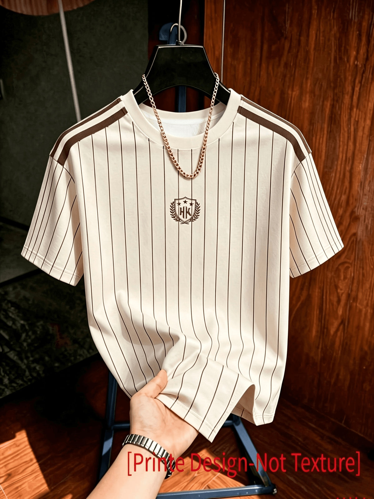 Men's Trendy Casual American Retro Drawstring Striped T-Shirt Print, Fashionable Thin Breathable T-Shirt, Machine Washable Short Sleeved Top, Suitable for Daily Commuting/Outdoor Sports/Vacation Parties/Daily Fitness And Leisure Gift Giving - Mixed Color 3