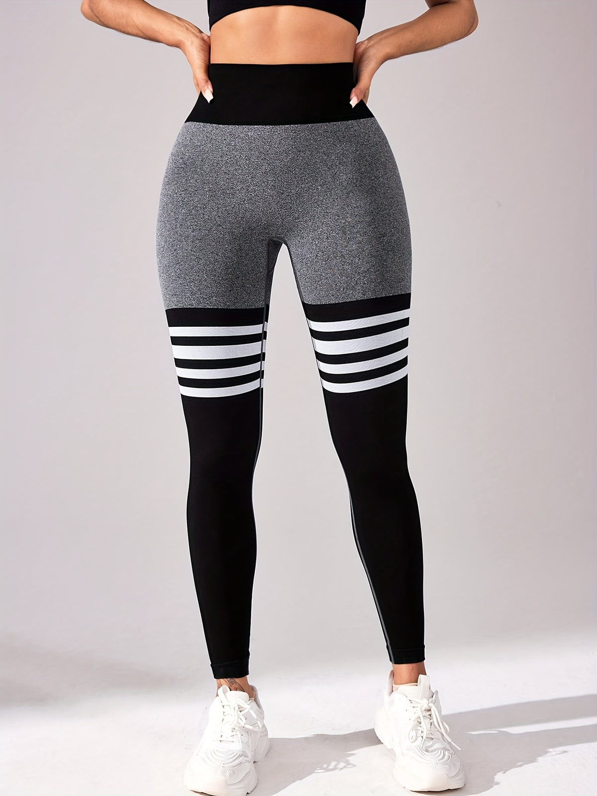 Plus Size - Plus Size - Popular New Large-Size Four-Way Stretch Leggings for Women, Featuring High Elasticity, High Waist, And a Seamless Design That Enhances The Peach-Shaped Butt And Provides a Slim, Sexy Look - Grey