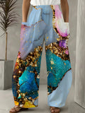 [Printed Design-Not Textured] Abstract Art Printed Women'S Long Pants, Luxurious Golden Embellishment, Flowing Color Design, Comfortable to Wear, Suitable for Daily Wear, Shopping, Parties, Adding Fashionable And Grand Style to Your Outfit - Mixed colors