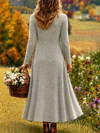 Autumn Winter Fashion New Retro Two-Piece Set, Solid Color Long Cardigan Jacket And Geometric Diamond Print Cami Dress Suit - Khaki