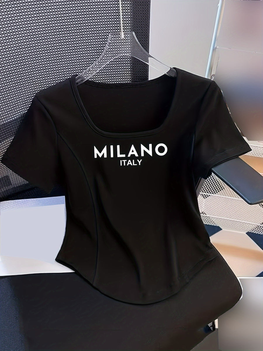 Casual Short-sleeved Slim-fit T-shirt - Black