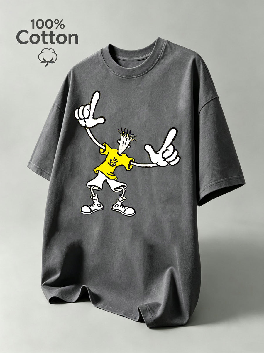 Men's OCISOS Fido Dido Short-Sleeve Shirt - Pure Moisture-Wicking Breathable Round Neck Tee with Fido Dido Print, Suitable for Casual Streetwear, Gym, Outdoor Sports & Casual Attire, Machine Washable for & Young Men - Grey